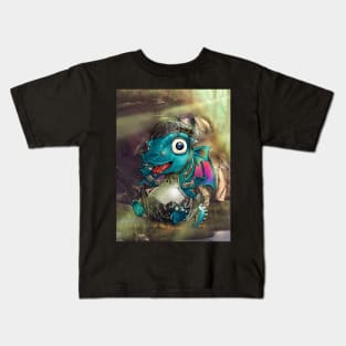 Blue Baby Dragon Kids T-Shirt